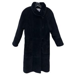 J. Percy for Marvin Richards Vintage Faux Fur Black Suede Long Coat Women Medium